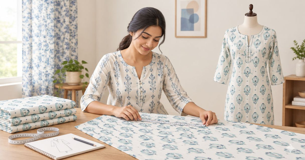 How much cotton dress material do you need for a kurta?