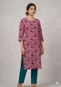 Soft Cotton Floral Printed Dress Material for Women – Pink & Grey | 44" Width | 2.50 Meter Top Fabric