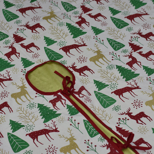 75cm Christmas Tree Skirt – Reindeer & Pine Tree Print – Nushio by Pulpel