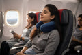 Premium Memory Foam Travel Neck Pillow – Soft Velvet Cover with Adjustable Strap (Navy Blue) - Main Product Image - Nushio