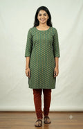 Soft Cotton Green Geometric Print Dress Material Top Fabric – 2.5 Meters
