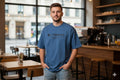 Men’s Galaxy Graphic Oversized T-Shirt – Space Shuttle Print | Blue - Main Product Image - Nushio