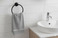 Grey Turkey Hand Towel with Floral Lace Border (16x22 Inches) - Main Product Image - Floral - Nushio