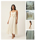 Imported Free Size Layered Maxi Frock with Floral Ruffle Detail – Off White