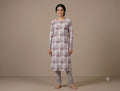 Soft Cotton Floral Print Dress Material Set – Mauve & White | Top 2.5m + Bottom 2m | 44" Width