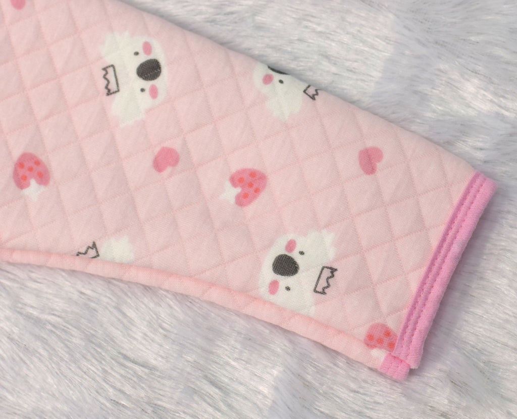 Soft Quilted Baby Jhabla – Pink Koala Print (3–6 Months)