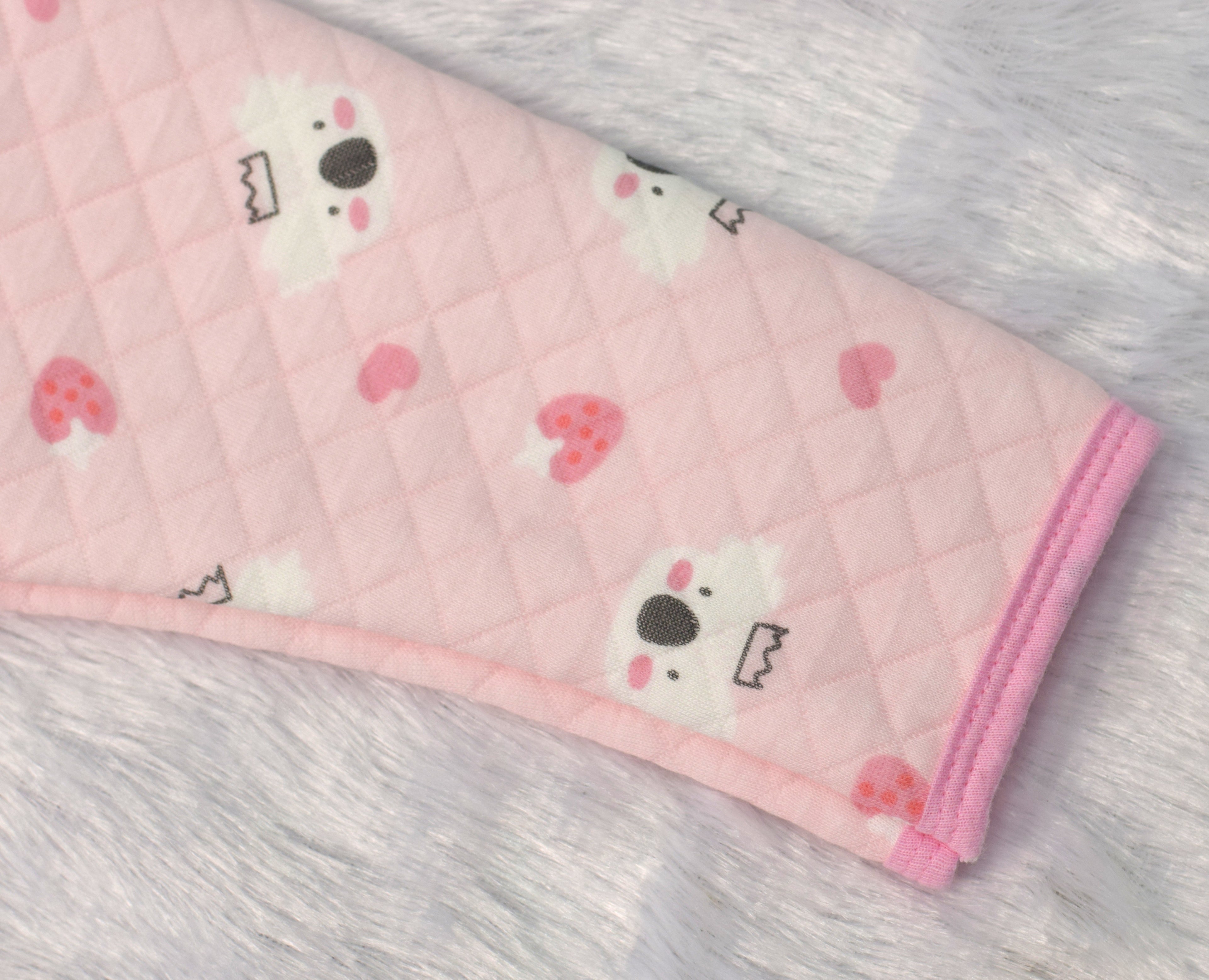Soft Quilted Baby Jhabla – Pink Koala Print (3–6 Months)