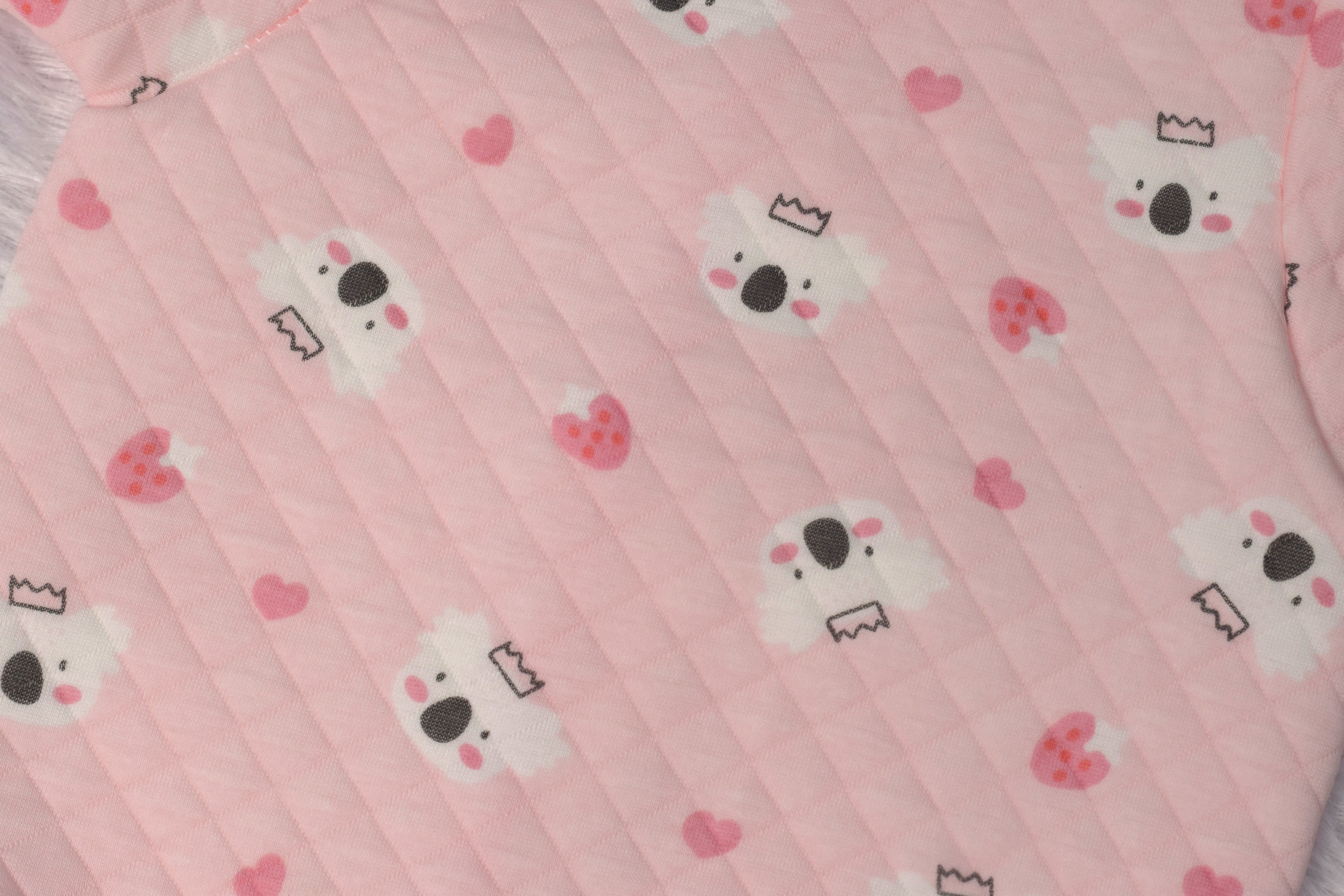 Soft Quilted Baby Jhabla – Pink Koala Print (3–6 Months)