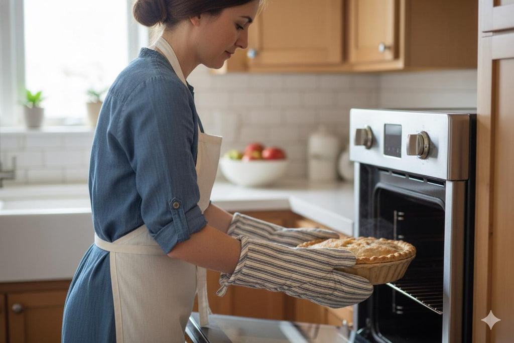 Striped Cotton Oven Gloves - Kitchen Mitts (Set of 2)