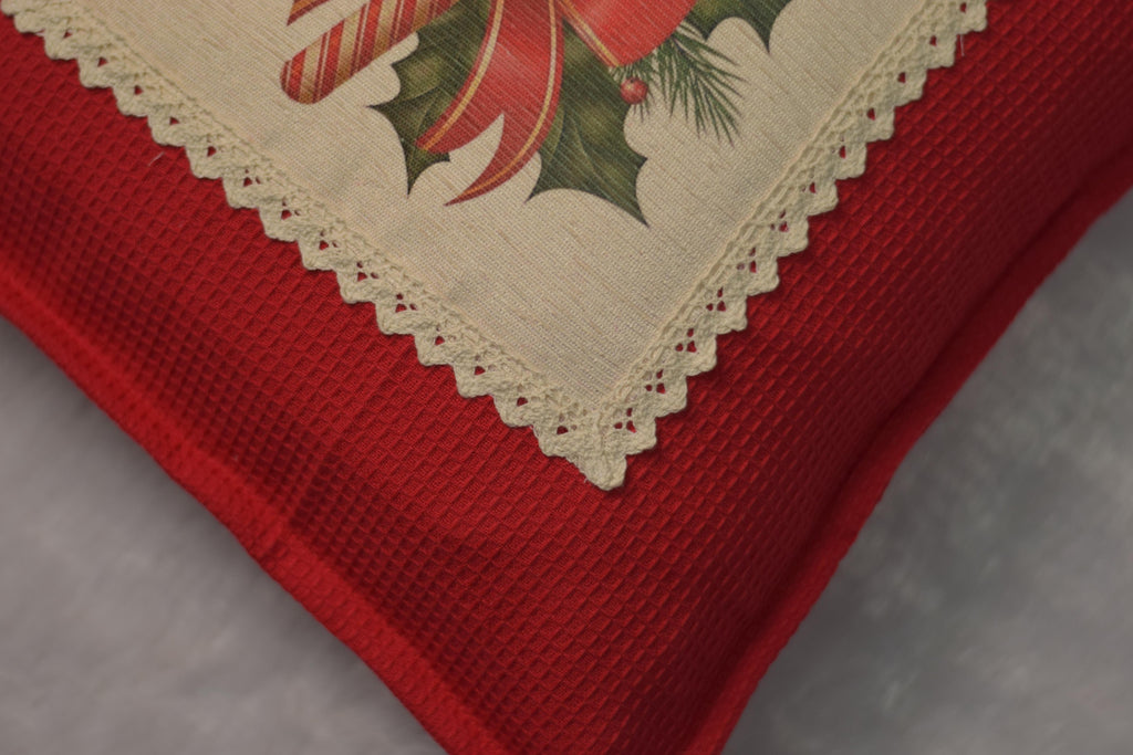 Festive Christmas Candy Cane & Holly Decorative Cushion Cover | 16x16 Inch – Nushio by Pulpel – view 3