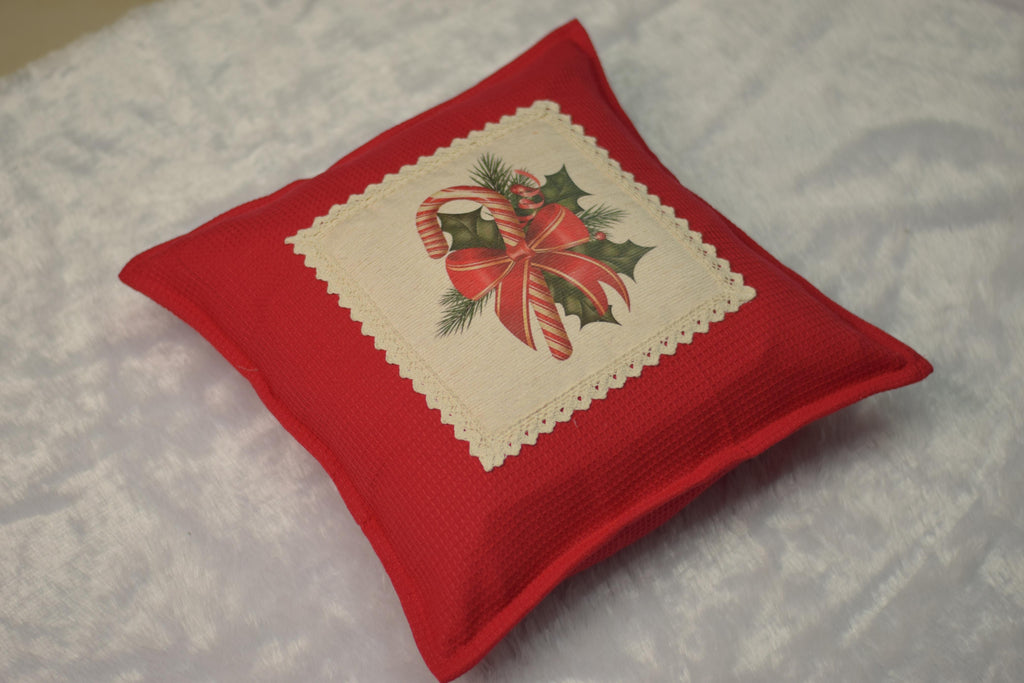 Festive Christmas Candy Cane & Holly Decorative Cushion Cover | 16x16 Inch – Nushio by Pulpel – view 4