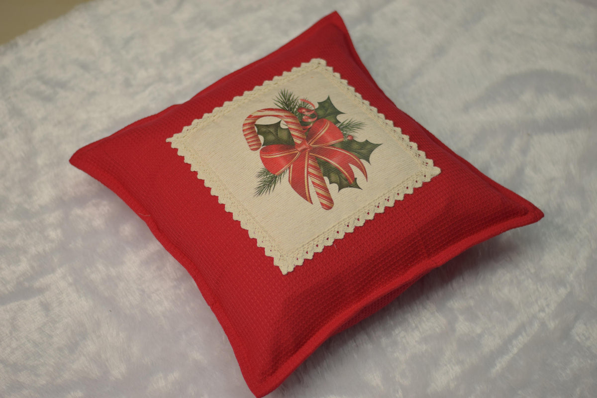 Festive Christmas Candy Cane & Holly Decorative Cushion Cover | 16x16 Inch – Nushio by Pulpel – view 4