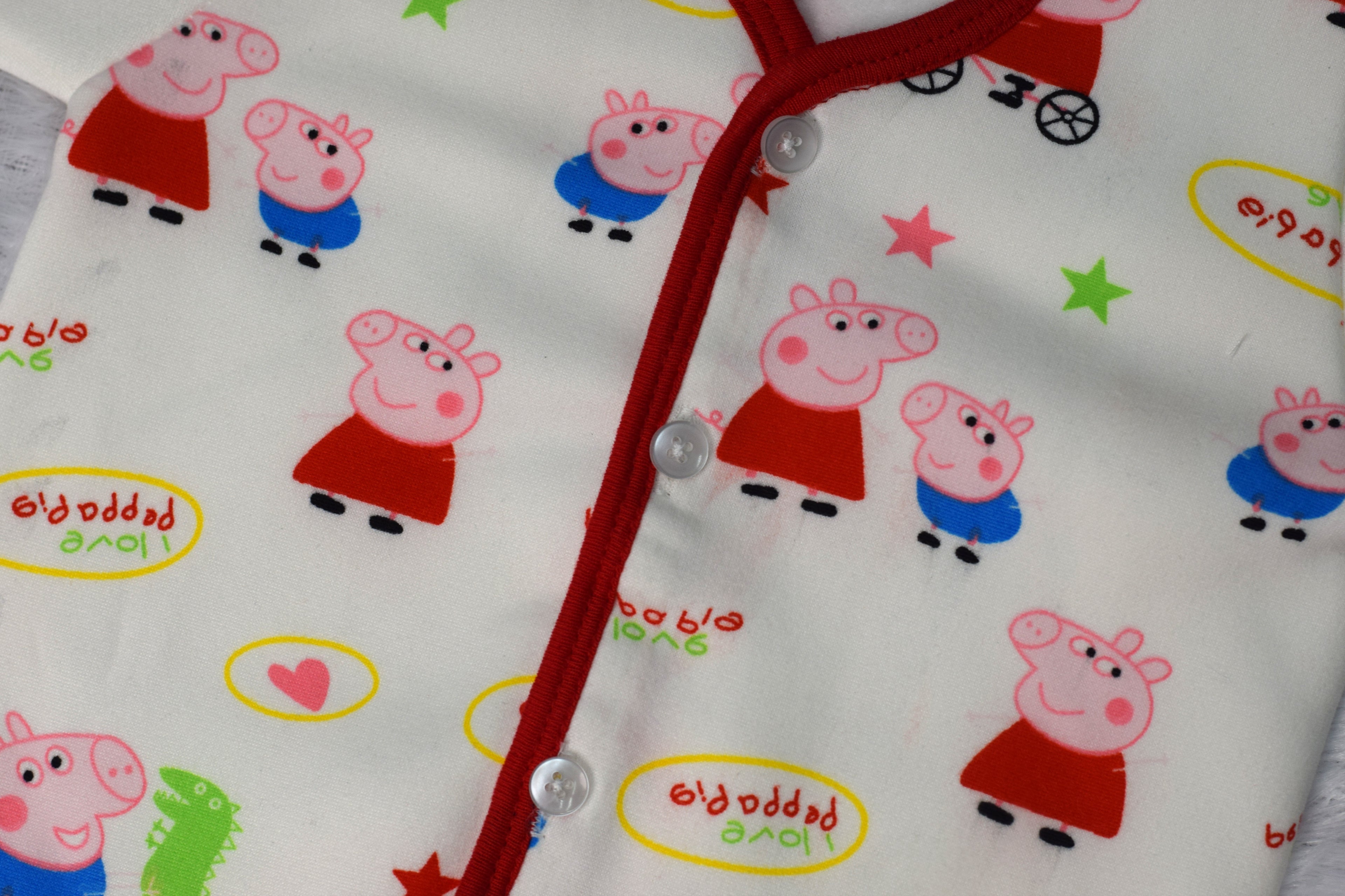 Peppa Pig Print Baby Jhabla – Soft Cotton Front-Open Shirt (3–6 Months)