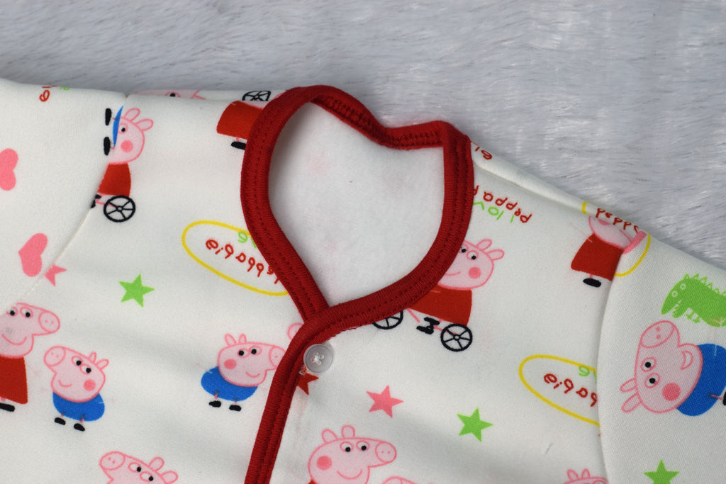 Peppa Pig Print Baby Jhabla – Soft Cotton Front-Open Shirt (3–6 Months)