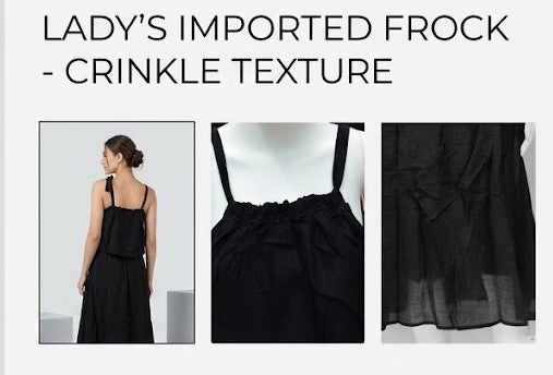 Imported Free Size Black Layered Frock for Women | Sleeveless Flowy Midi Dress