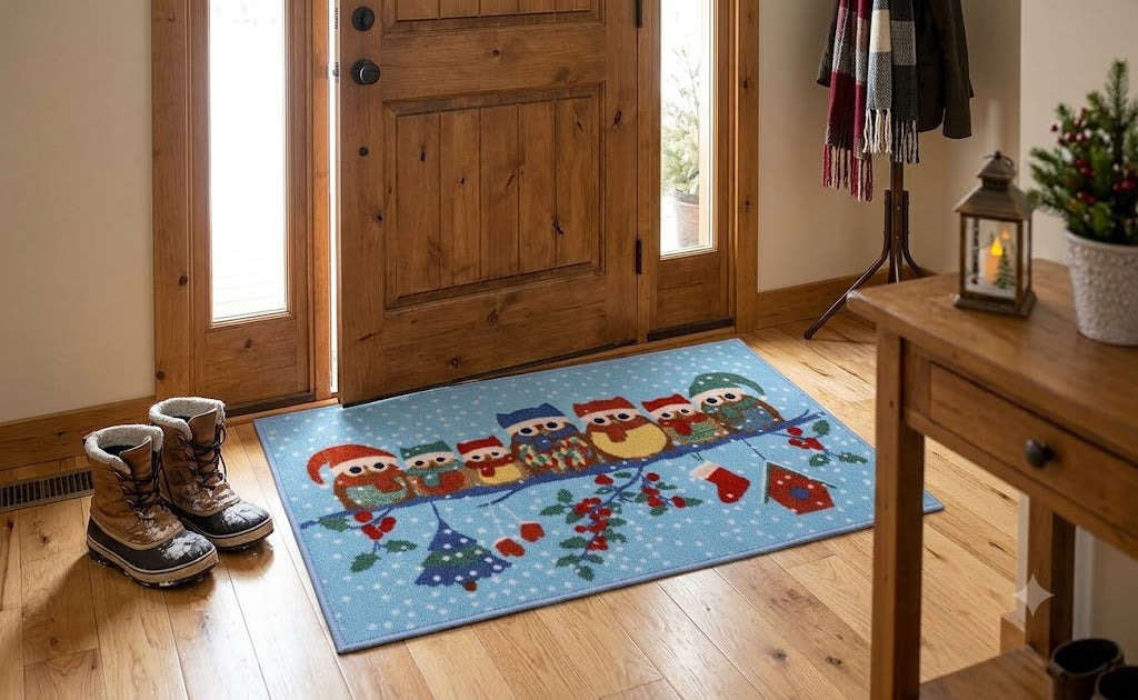 Christmas Snowman Family Floor Mat – Festive Winter Holiday Décor | 70 × 40 cm