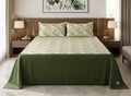 King Size Cotton Bedspread with Pillow Covers – Green Floral Print | 100 x 110 Inches