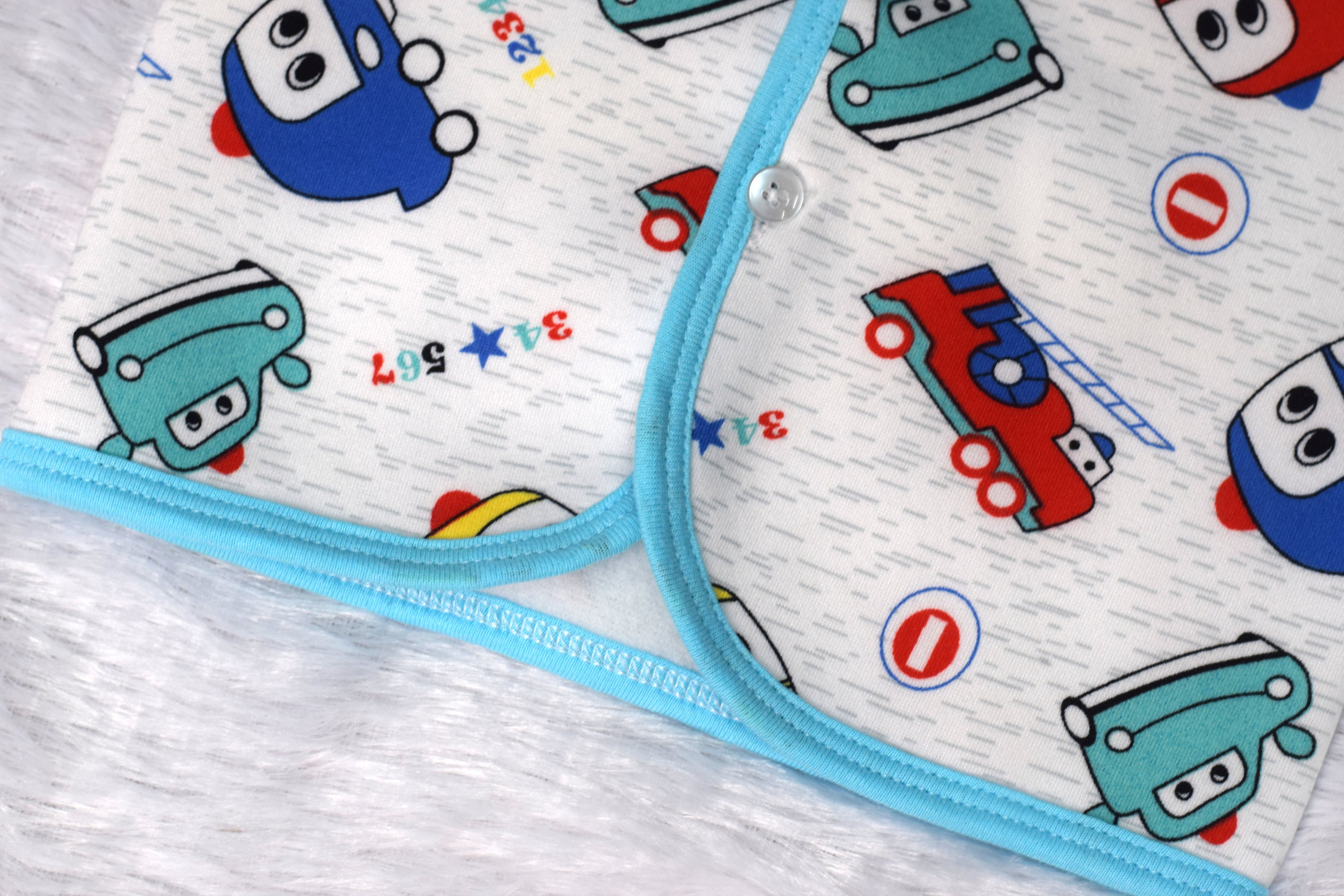 Cute Car Print Baby Jhabla - Cotton Wear for 3 to 6 Months
