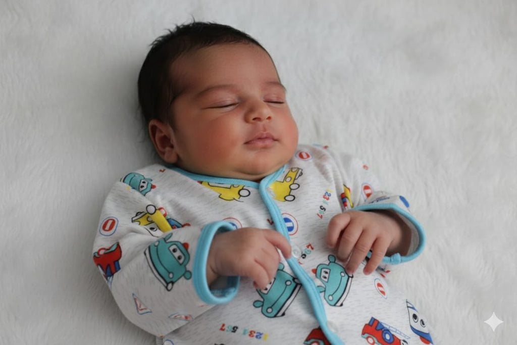 Cute Car Print Baby Jhabla - Cotton Wear for 3 to 6 Months - View 2 - Cotton - Nushio