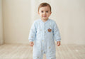 Imported Baby Winter Swaddle Romper with Button Closure – Light Baby Blue | Soft & Warm | 12–18 Months