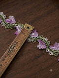 Purple & Olive Green Floral Embroidered Lace Trim – 15 Yards (13.7 Meters) | Decorative Sewing & Craft Lace