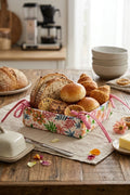 Floral Fabric Bread Basket – 30x30 cm Collapsible Table Caddy