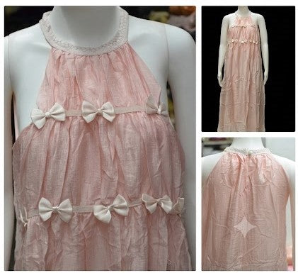 Imported Free Size Bow Detail Sleeveless Maxi Frock – Soft Pink