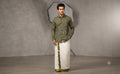 Men's Olive Green Cotton Floral Printed Full Sleeve Casual Shirt