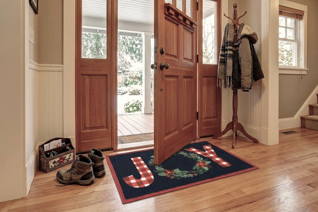 Merry Christmas Joy Floor Mat with Wreath – 70 x 40 cm | Festive – Nushio by Pulpel