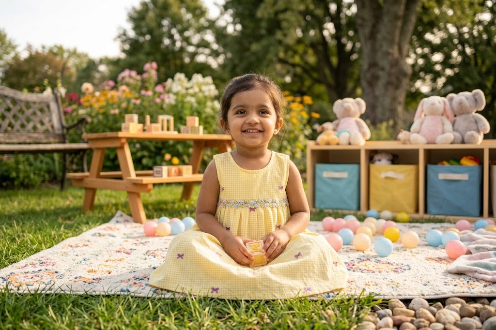 Yellow Cotton Checkered Baby Girl Frock with Bow Detail