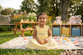 Yellow Cotton Checkered Baby Girl Frock with Bow Detail