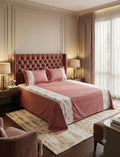 Premium Dusty Rose Floral King Size Bedspread Set with Lace Border – Nushio by Pulpel