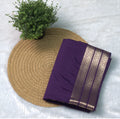 Purple Viscose Georgette Saree with Gold Border & Blouse Piece