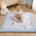95 x 95 cm Ultra Soft Baby Minky Square Blanket – Plush Double Layer Receiving & Swaddle Blanket | Baby Blue Teddy Print