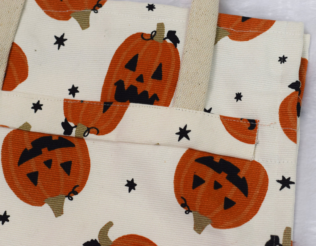 Halloween Pumpkin Printed Canvas Tote Bag