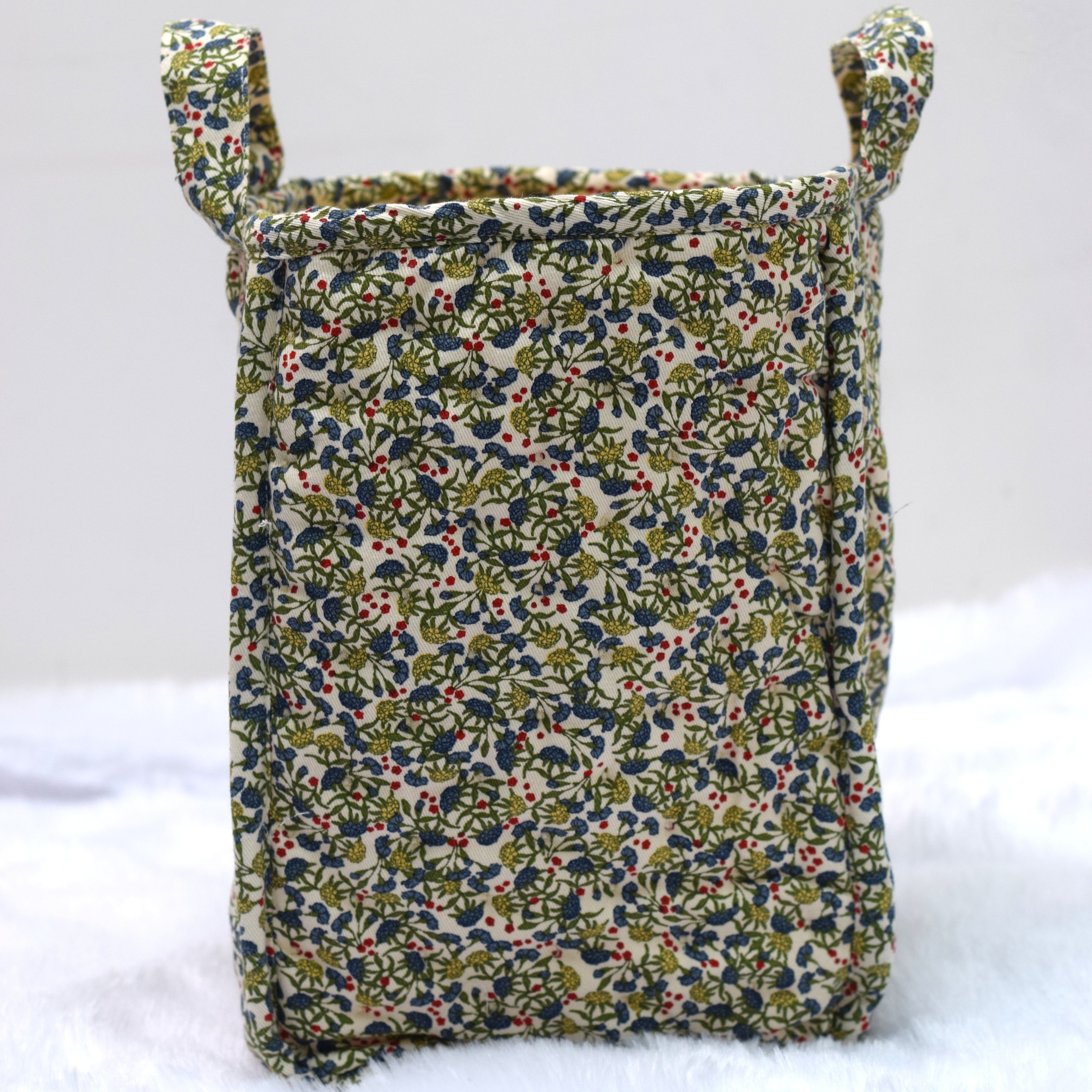 Handmade Quilted Fabric Storage Basket
