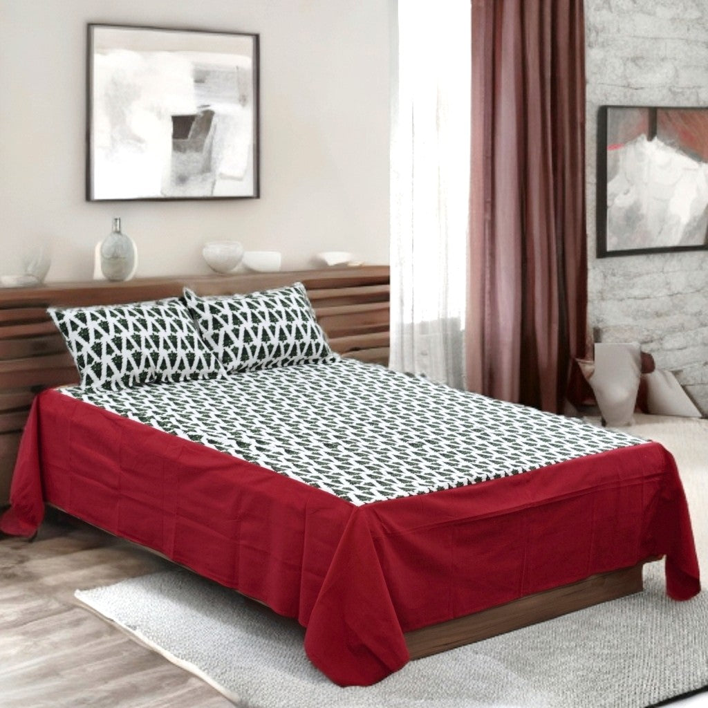 Christmas Tree Printed King Size Cotton Bed Sheet with Pillow Covers – Nushio by Pulpel