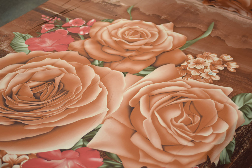 Vintage Rose Bloom Printed Queen Size Bedsheet with 2 Pillow Covers