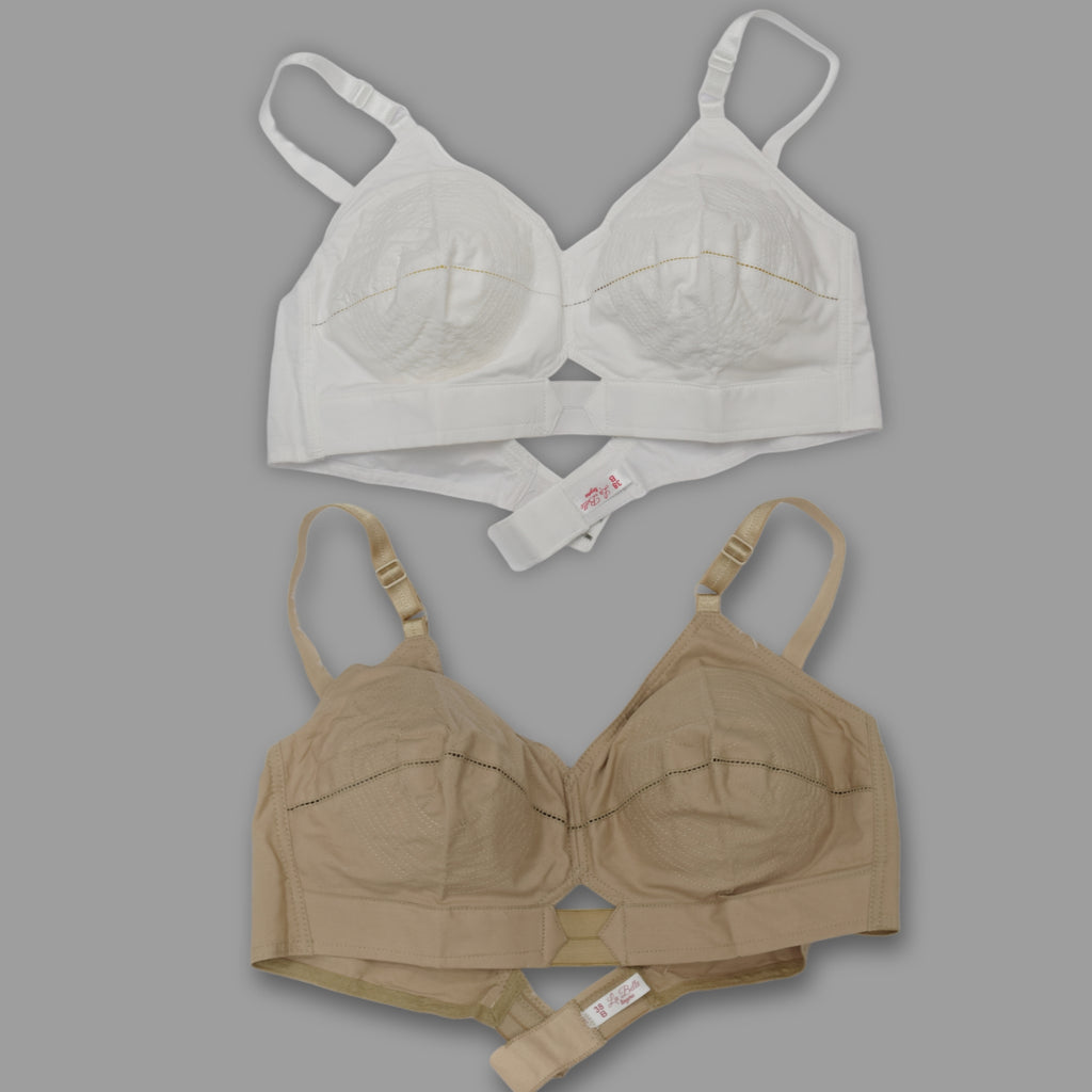 Fit Non-Wired Cotton Bra Set of 2 (Beige & White)