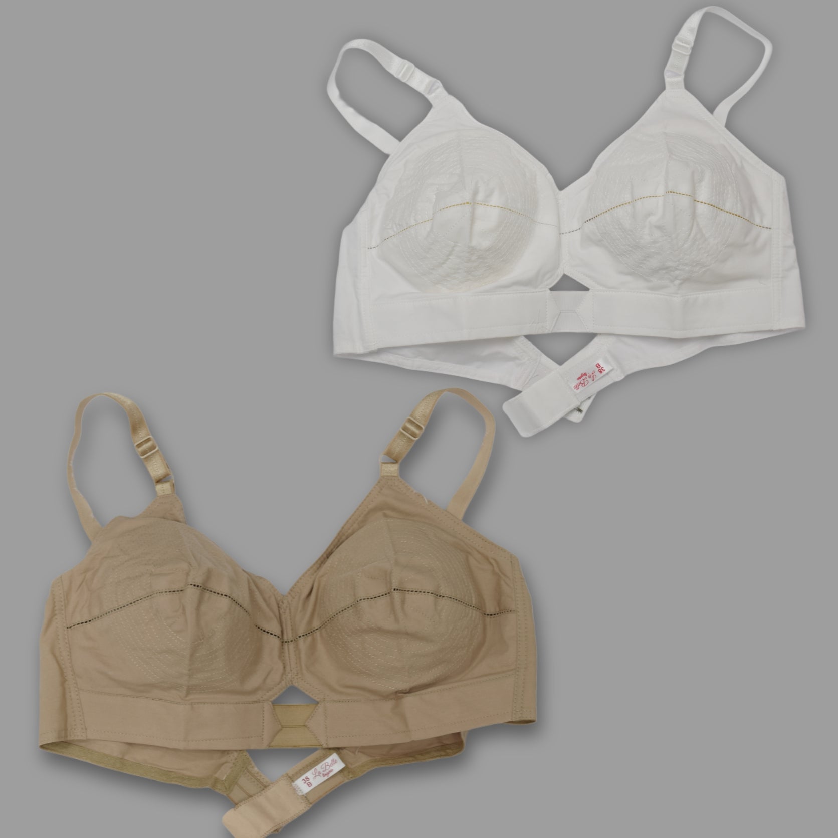 Fit Non-Wired Cotton Bra Set of 2 (Beige & White)