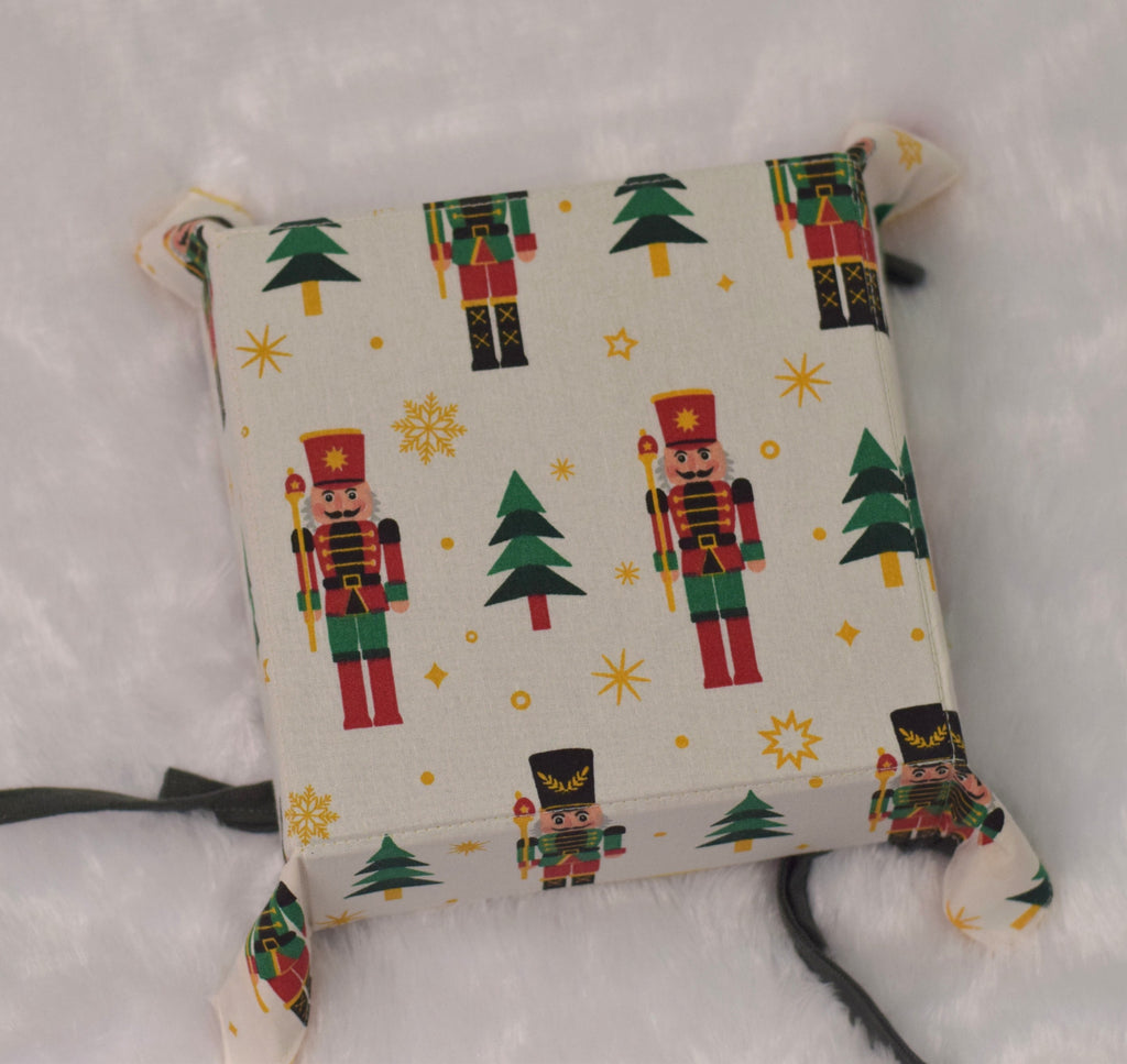 Christmas Print Fabric Bread Basket 8x8 Inch