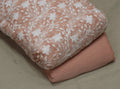 Light Peach Embroidered Mul Chiffon Unstitched Dress Material (Top & Bottom Set)
