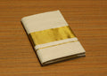 Traditional Kerala Kasavu Set Saree with Blouse | Off White Cotton Blend Saree with Golden Kasavu Border & Fine Stripes