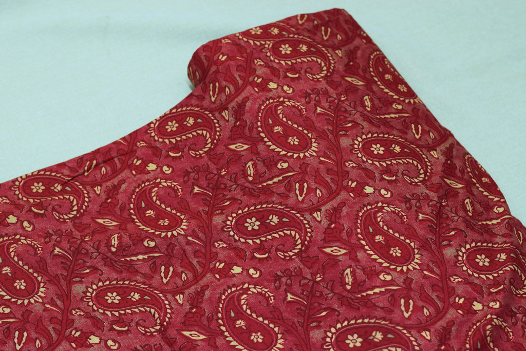 Premium Maroon Paisley Printed Rayon Fabric | 44" Width