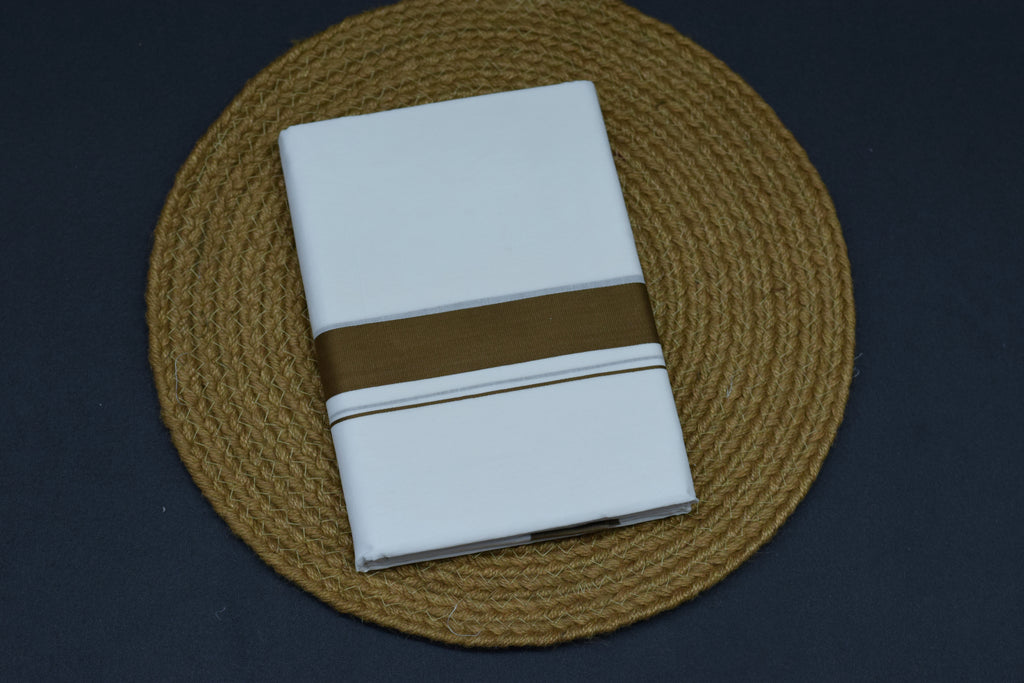 Premium Cotton Double Mundu with Classic Golden Kasavu Border