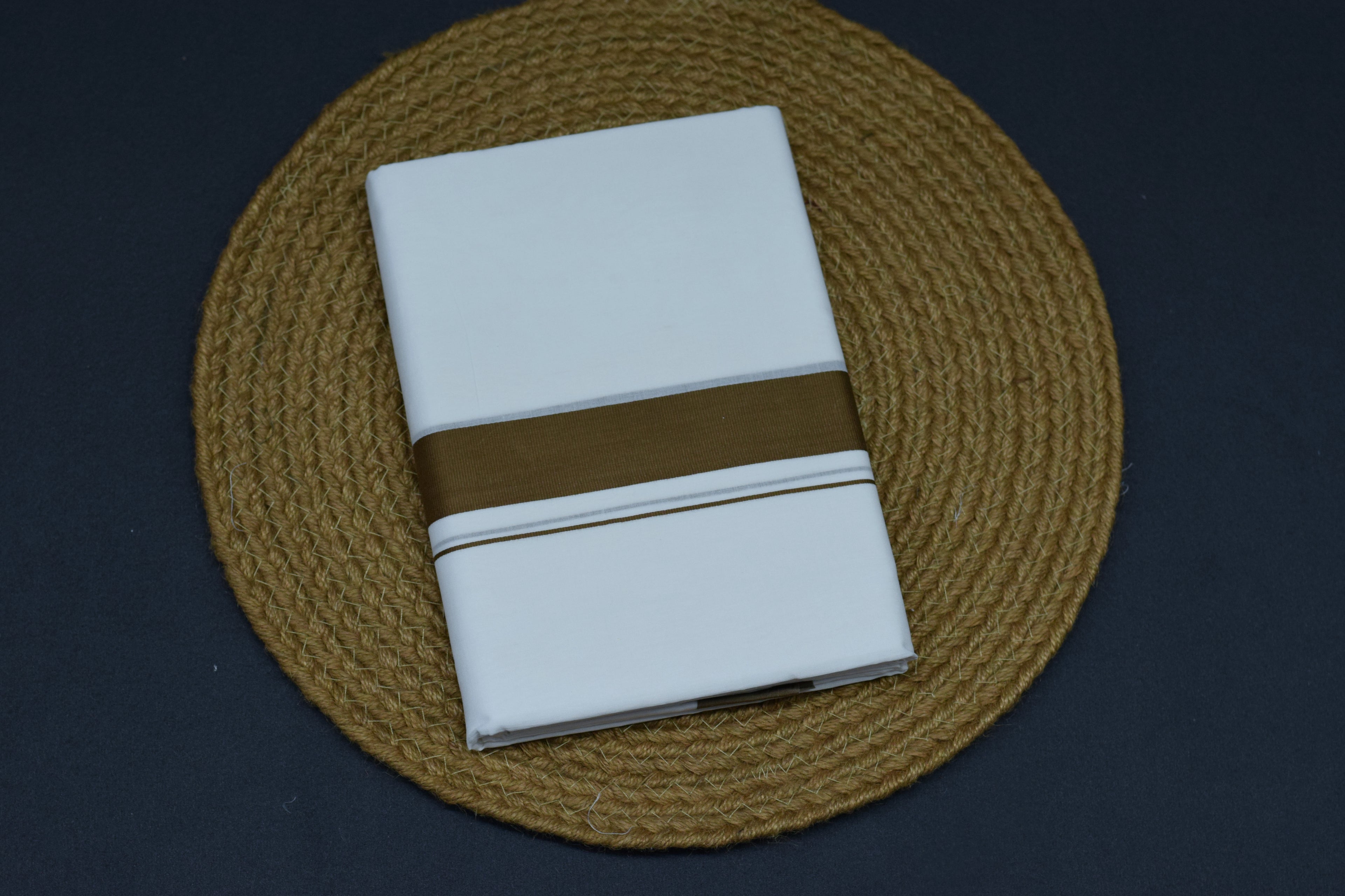 Premium Cotton Double Mundu with Classic Golden Kasavu Border
