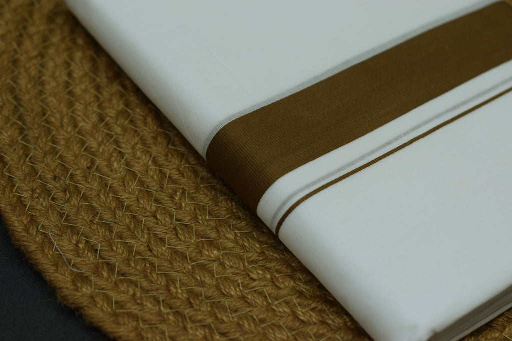 Premium Cotton Double Mundu with Classic Golden Kasavu Border