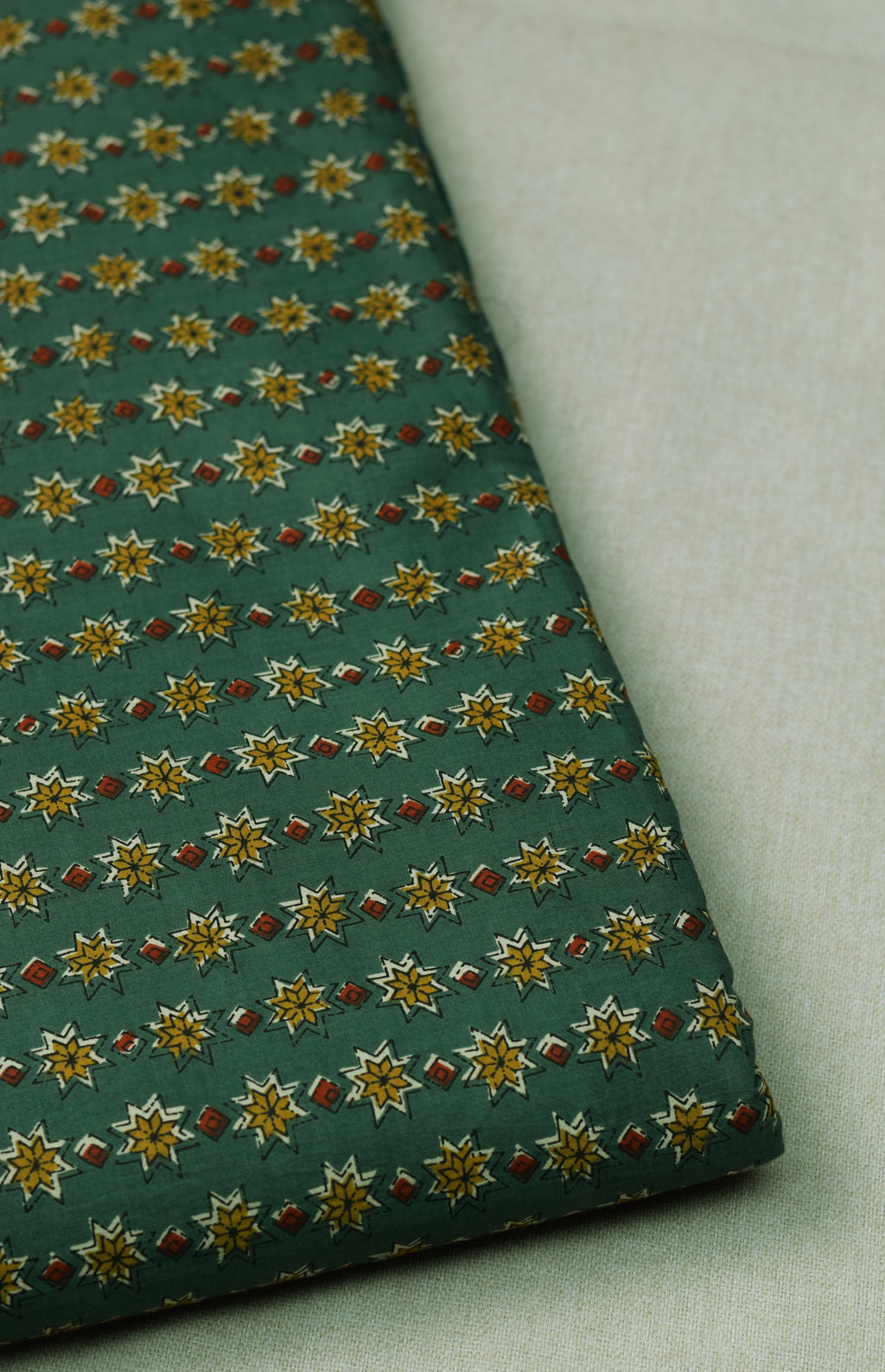 Soft Cotton Green Geometric Print Dress Material Top Fabric – 2.5 Meters