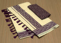 Kerala Set Saree with Blouse – Off White Cotton Blend Saree with Purple Leaf Printed Border & Tassels | Traditional Onam & Festive Wear