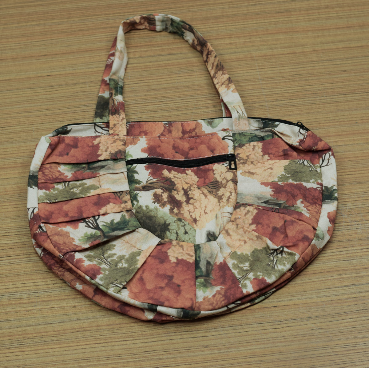 Women’s Floral Print Pleated Handbag with Inner Lining & Zipper – Nushio by Pulpel